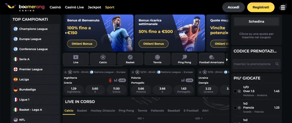 Boomerang Scommesse Sport